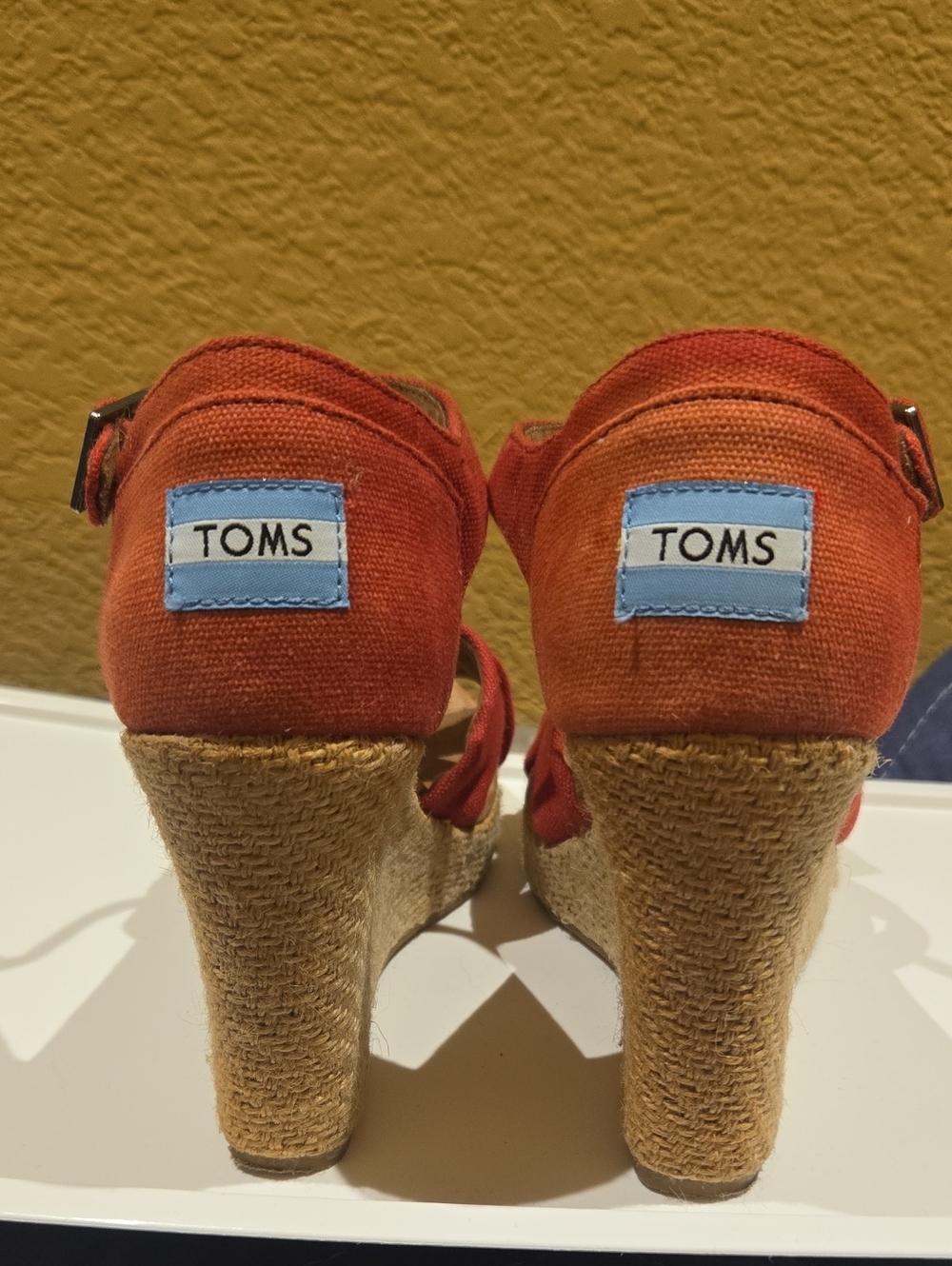 TOMS NWOT Red Canvas Espadrille Wedge Sandals - Women's Size 7